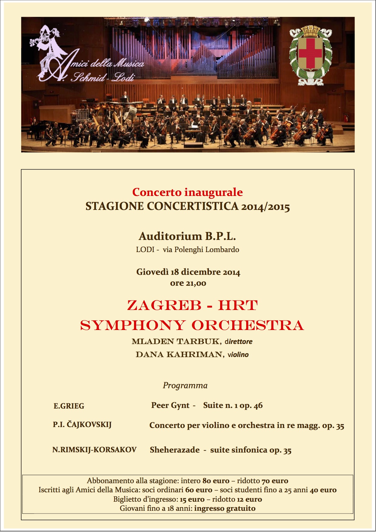 Concerto inaugurale Zagreb HRT Symphony Orchestra