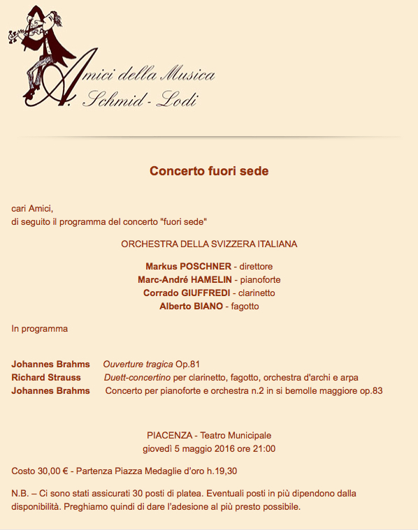 AdM concerto fuori sede